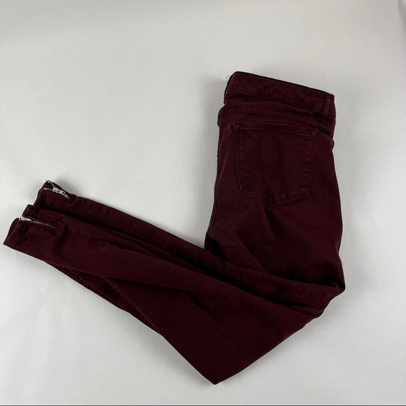 Zara Woman Jeans Womens Size 8 Burgundy Zippers - Picture 1 of 9